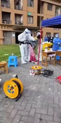 In China, 3 men grabbed a woman who was supposedly sick with COVID. Covid police grabbed the woman on the street, twisted her arms, bent her over, and the 3rd gave her an anal COVID test. Nsfw