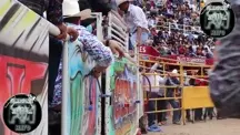 Bull stomps on riders head killing him. Morelia, Mexico.